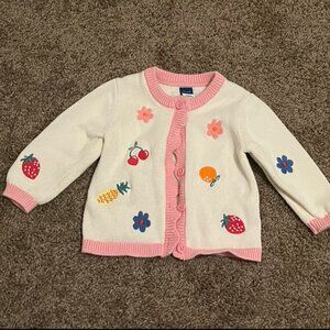 Cardigan Fruits and Flowers Size 6-12m Pink White Cotton
